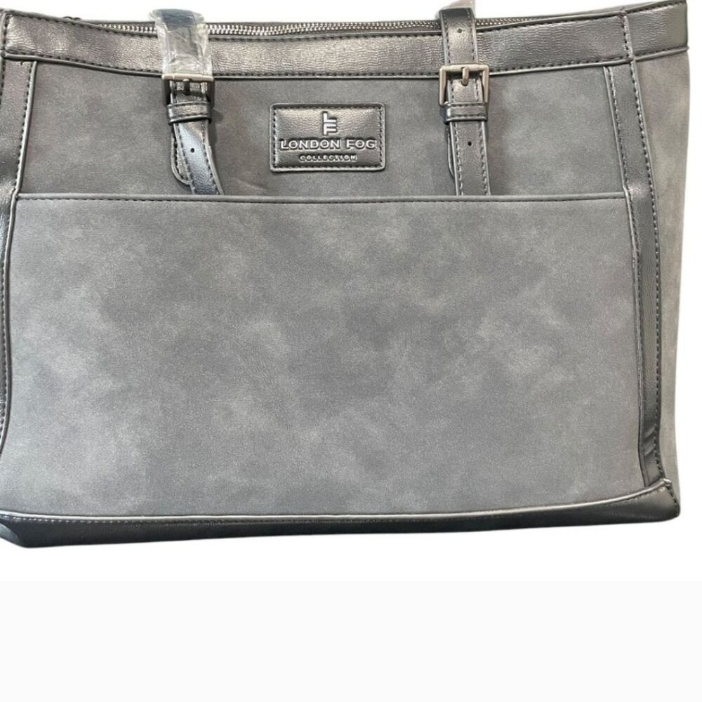 London Fog Black Nubuck Structured TOTE - Picture 8 of 9